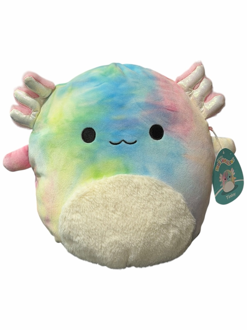 NWT Squishmallows Tinley Tie-Dye Axolotl Plush Soft Colorful Rainbow Design NEW